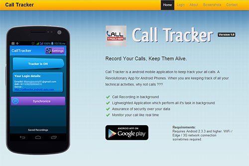 Call Tracker : Website